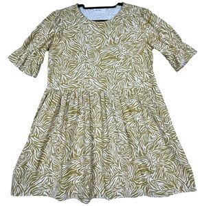 Girl and the Sun Puff Sleeve Zebra Print Rustic Cottagecore Boho Dress - Sz XL